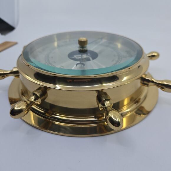 Bey Berk Brass SB402 Boat Ship Wheel Barometer Porthole Glass Nautical 9" Decor - Picture 12 of 16